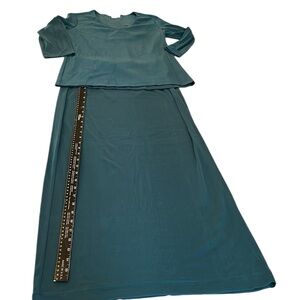 Gantos size large teal green skirt set large top medium skirt fits sizes 10-12